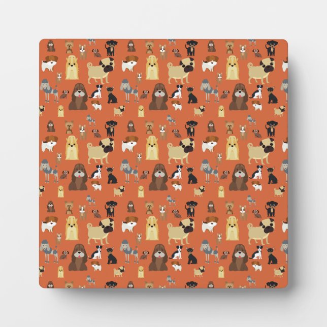 orange background dogs pattern. plaque (Front)