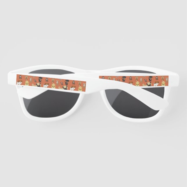 orange background dogs pattern. sunglasses (Back)