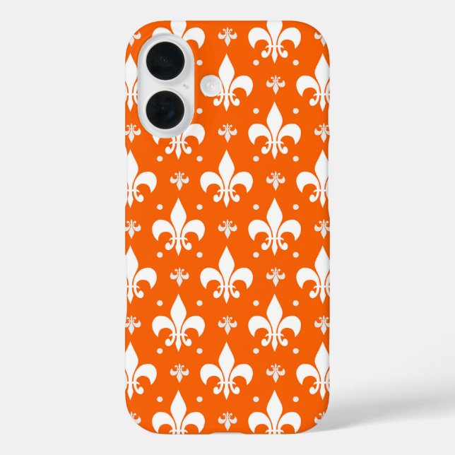 Orange Background Fleur-de-lis Pattern Design  Case-Mate iPhone Case (Back)