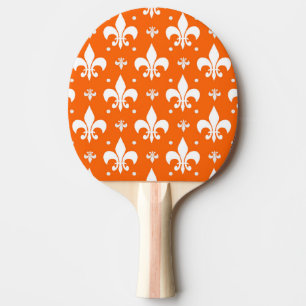 Orange Background Fleur-de-lis Pattern Design Ping Pong Paddle