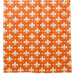 Orange Background Fleur-de-lis Pattern Design  Shower Curtain