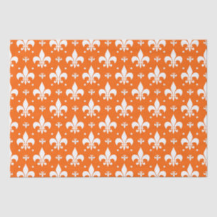 Orange Background Fleur-de-lis Pattern Design Tissue Paper
