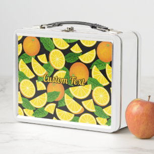 Orange Background Metal Lunch Box