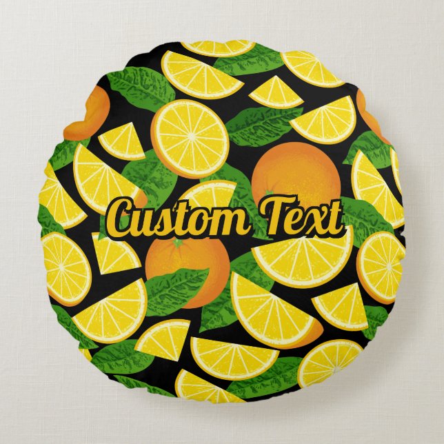 Orange Background Round Cushion (Front)