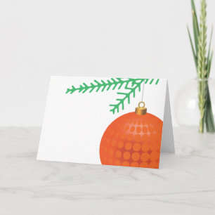Orange Ball Ornament with Dots on White Holiday Card