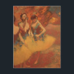 Orange Ballet Dancers Edgar Degas Postcard<br><div class="desc">Orange Dancers Postcard by French impressionist artist Edgar Degas.
Degas is famous for his drawings and oil paintings of dancers and many of his works depict ballet dancers in movement.</div>
