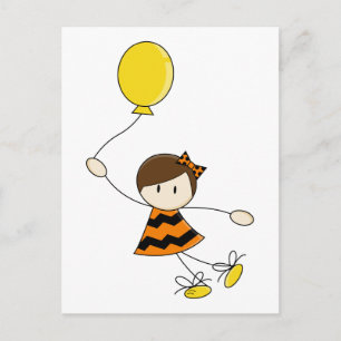 Orange Balloon Girl Postcard
