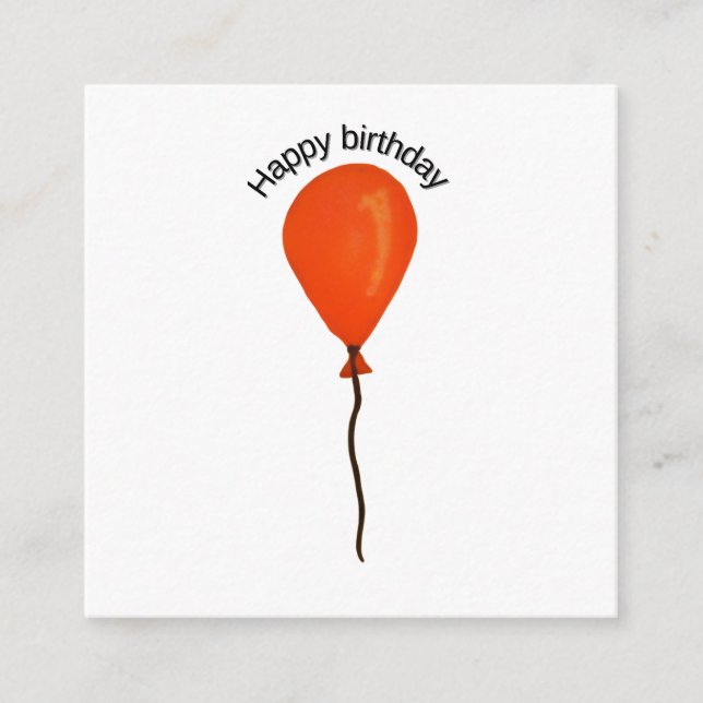 Orange balloon happy birthday enclosure card (Front)