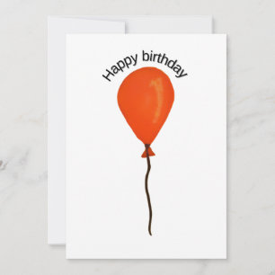 Orange balloon happy birthday holiday card