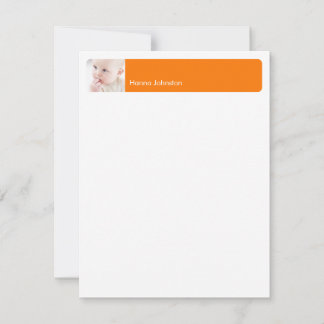 Orange band modern photo thank you flat note card