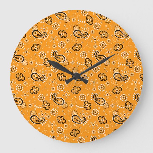 Orange Bandanna Adventurer Home Decor Large Clock (Front)
