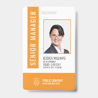 Orange Barcode Staff Employee ID Badge