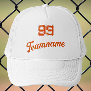 Orange Baseball Custom Player Number & Team Name Trucker Hat