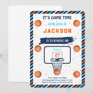 Orange Basketball Birthday Invitation