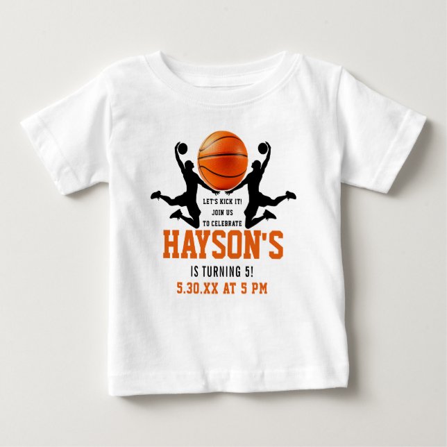 orange basketball Boy 5TH Birthday Party Baby T-Shirt (Front)