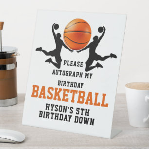 orange basketball Boy 5TH Birthday Party Pedestal Sign