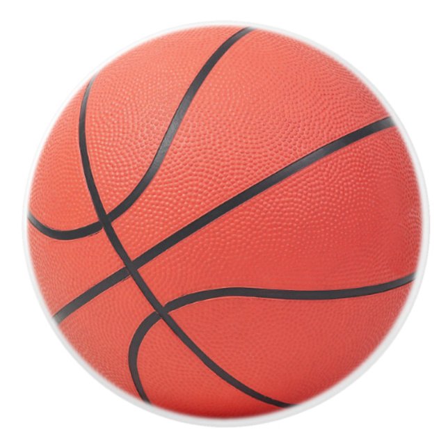 Orange Basketball Design Ceramic Knob (Front)