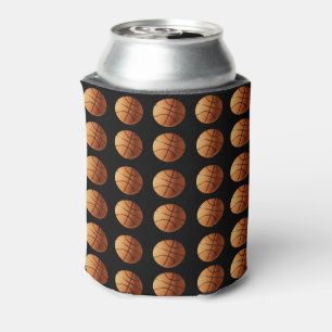 Orange Basketball On Black, Can Cooler