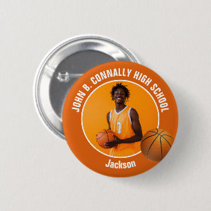 Orange Basketball Player Photo High School Spirit 6 Cm Round Badge