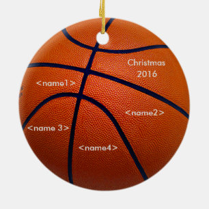 Orange Basketball with names Ceramic Tree Decoration