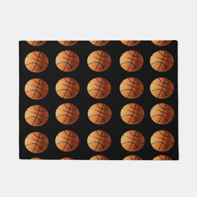 Orange Basketballs On Black,  Doormat (Front)