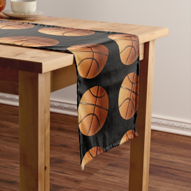 Orange Basketballs On Black, Table Runner (In Situ)