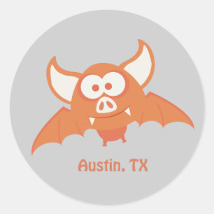 Orange Bat - Austin, TX Classic Round Sticker