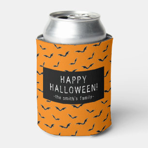 Orange Bat Pattern Halloween Party Can Cooler