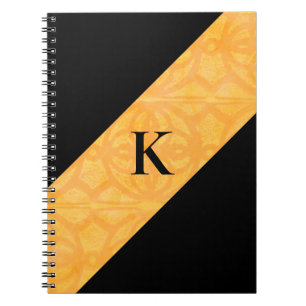 Orange Batik Black Monogrammed Notebook