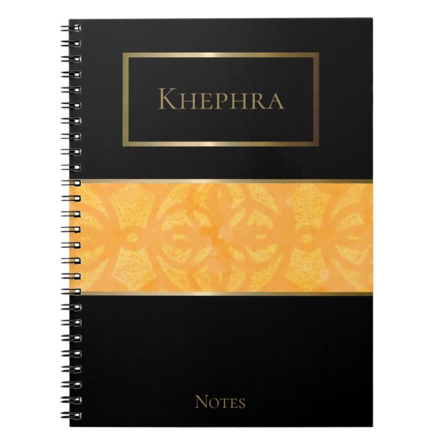 Orange Batik Simple Name Notebook (Front)