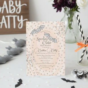 Orange Bats Spooky Cute Baby Shower Invitation