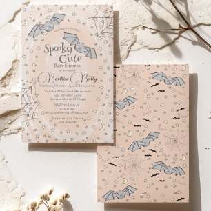 Orange Bats Spooky Cute Baby Shower Invitation