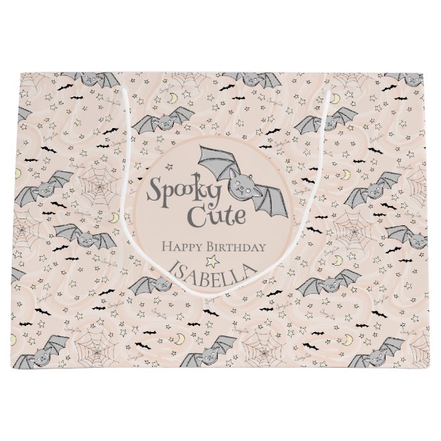 Orange Bats Spooky Cute Gender Neutral Large Gift Bag (Front)