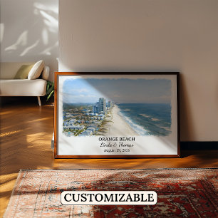 Orange Beach Alabama Poster, Watercolor, Custom Poster