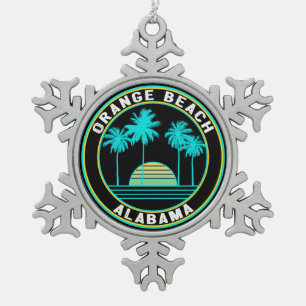 Orange Beach Alabama Snowflake Pewter Christmas Ornament