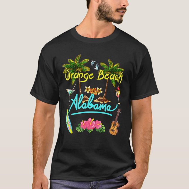 Orange Beach Alabama Summer Palm Surf Sun Set Palm T-Shirt (Front)
