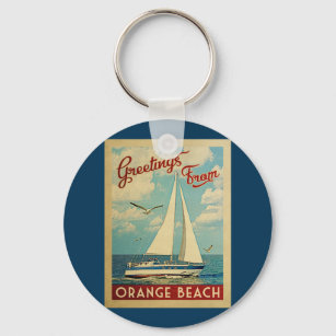 Orange Beach Sailboat Vintage Travel Alabama Key Ring