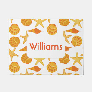 Orange Beach Shell Pattern   Add Your Name Doormat