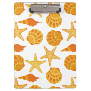 Orange Beach Shell Pattern Clipboard