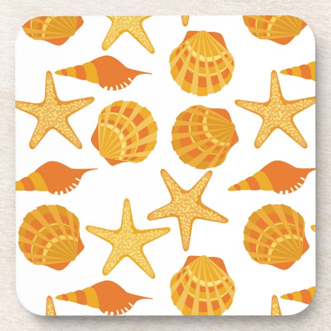 Orange Beach Shell Pattern Coaster (Front)