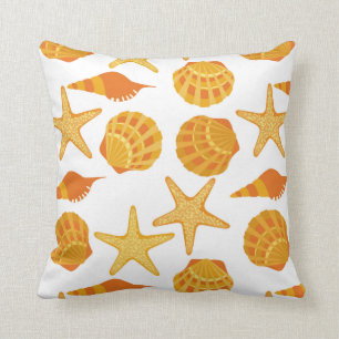 Orange Beach Shell Pattern Cushion