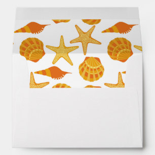 Orange Beach Shell Pattern Envelopes