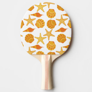 Orange Beach Shell Pattern Ping Pong Paddle
