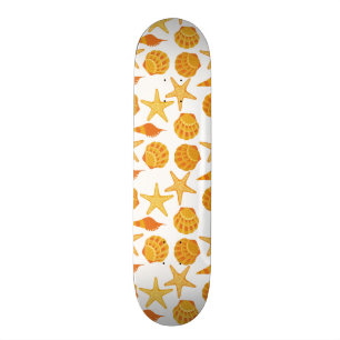 Orange Beach Shell Pattern Skateboard