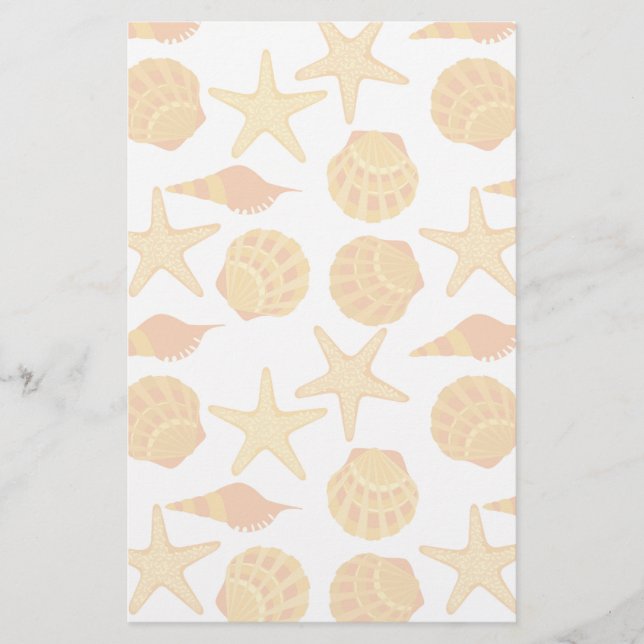 Orange Beach Shell Pattern Stationery (Front)