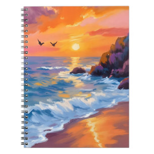 Orange Beach Sunset Coastal Painting Notebook