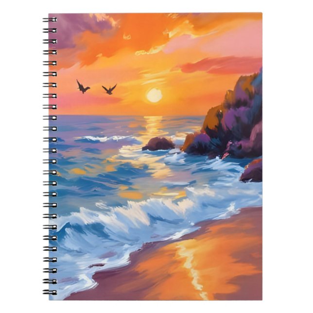 Orange Beach Sunset | Coastal Painting Notebook (Front)