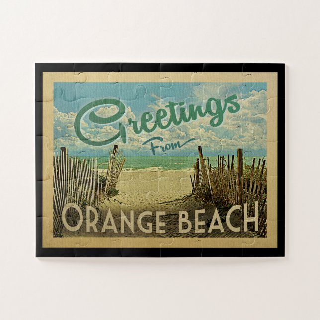 Orange Beach Vintage Travel Jigsaw Puzzle (Horizontal)