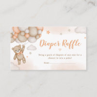 Orange Bear Balloons Baby Shower Diaper Raffle