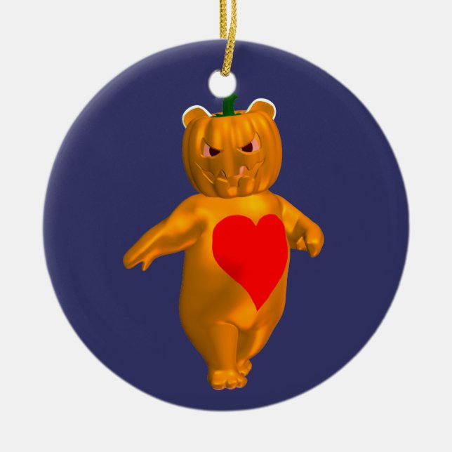Orange Bear Ceramic Tree Decoration (Front)